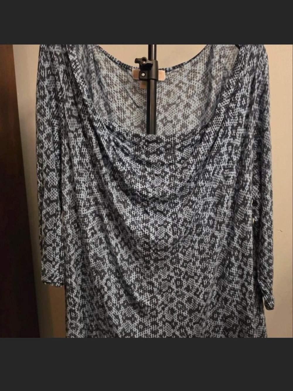 MICHAEL Michael Kohrs Draped Cowl Neck Snakeskin Blouse XXL